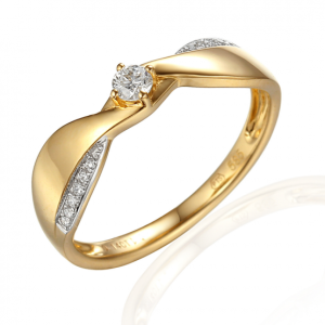 Prsten žluté zlato 585/1000 zásnubní diamantový
