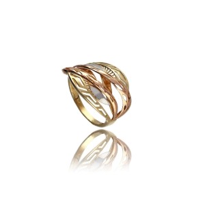 Prsten bicolor zlato 585/1000 celozlatý