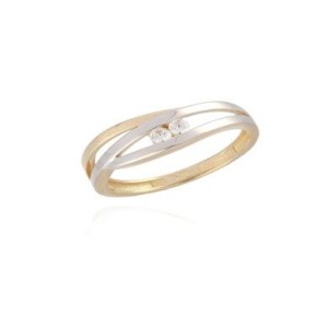 Prsten bicolor zlato 585/1000 kamenový