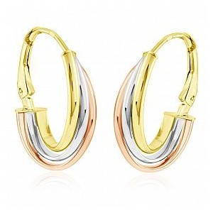 Náušnice zlaté bicolor 585/1000 klapka