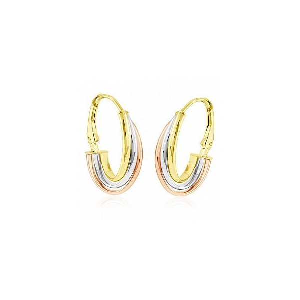 Náušnice zlaté bicolor 585/1000 klapka