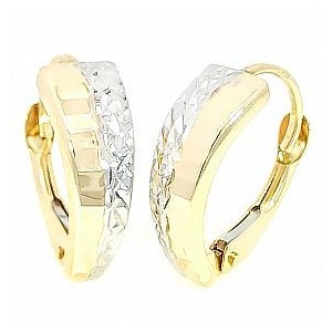 Náušnice zlaté bicolor 585/1000 klapka