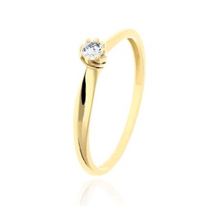 Prsten žluté zlato 585/1000 zásnubní diamantový