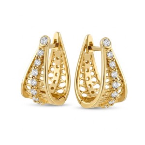 Náušnice žluté zlato 585/1000  kamenové kroužky